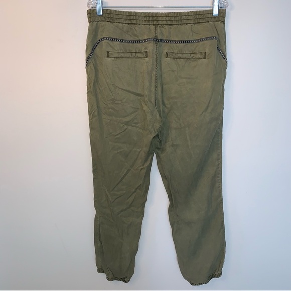 Anthropologie Khaki Joggers with Side Embroidery M - Picture 3 of 11